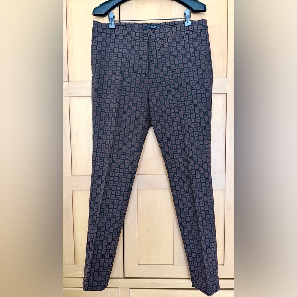 GLOBUS Geometric pattern brown and black straight leg pants